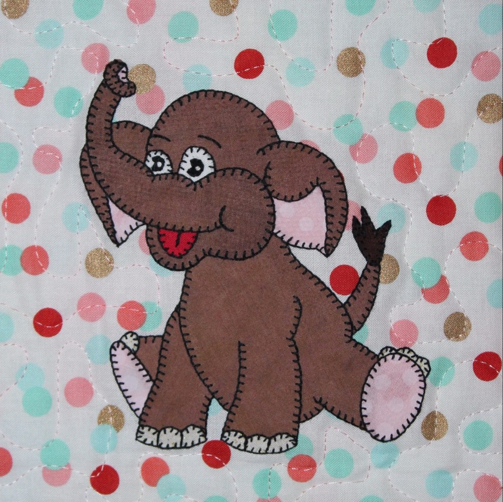 Asian elephant applique by Ms P Designs USA