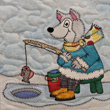 Ice Fishing Husky Applique Block Pattern
