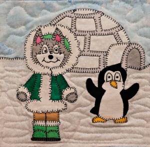 Husky with Penguin and Igloo Applique Block Pattern