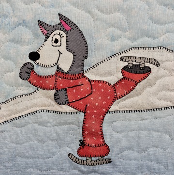 Ice Skating Husky Applique Block Pattern