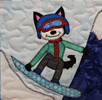Snowboard Husky Applique Block Pattern