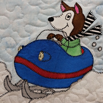 Snowmobile Husky Applique Block Pattern