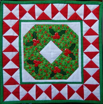 Christmas Wreath Miniature Quilt by Ms P Designs USA