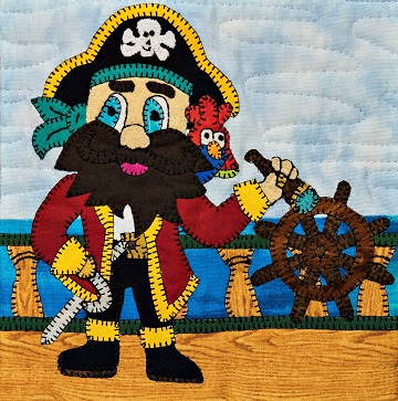 Pirate Captain Applique Quilt Block by Ms P Designs USA