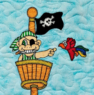 Crows nest Pirate Applique Quilt Block by Ms P Designs USA