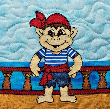 Deck Hand Pirate Applique Quilt Block by Ms P Designs USA