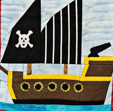 Pirates' Ship Paper Pieced Quilt Block by Ms P Designs USA
