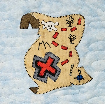 Pirate's Treasure Map Applique Quilt Block by Ms P Designs USA