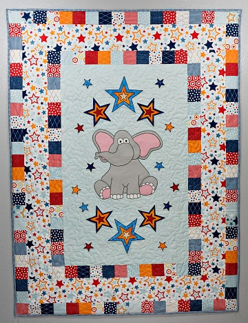 Elephant with stars nursery quilt by Ms P Designs USA