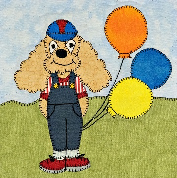 Spaniel with balloons applique pattern