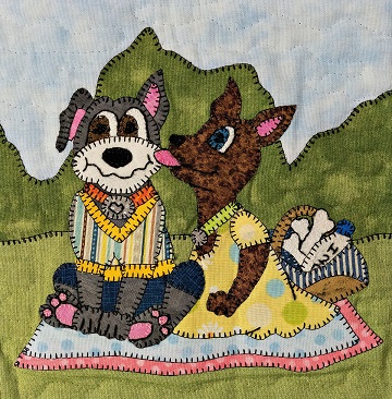 Picnic Stafforshire terriers applique pattern