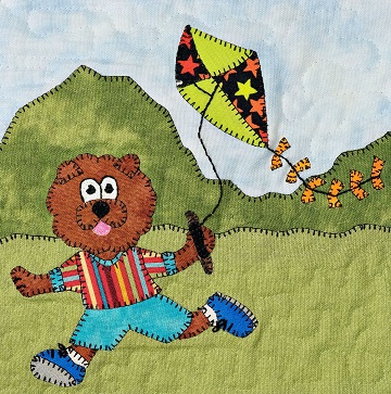 Kite-flying chow chow applique pattern