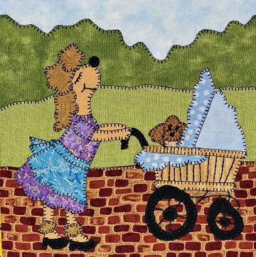 French poodle with baby carriage applique pattern