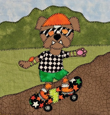 Skateboarder English bulldog applique pattern