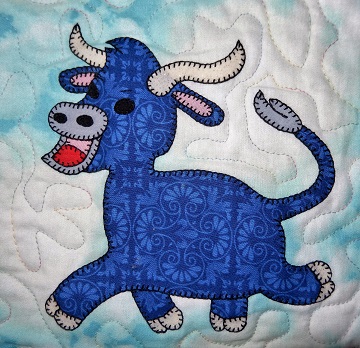 Bull applique by Ms P Designs USA