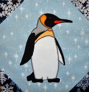 Emperor Penguin Applique Block by Ms P Designs USA