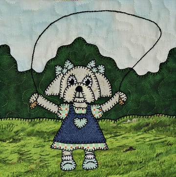Puppy girl with jump rope by Ms P Designs USA