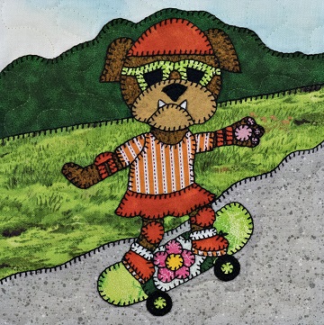 Puppy girl with skateboard by Ms P Designs USA