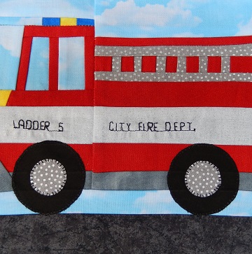 Fire Truck Paper Pieced Block by Ms P Designs USA