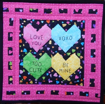 conversation hearts miniature quilt by ms p designs usa