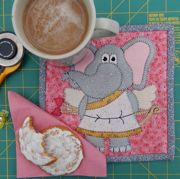 Elephant Cupid Mug Rug by Ms P Designs USA