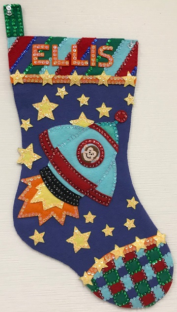 Rocket Monkey Stocking by Ms P Designs USA