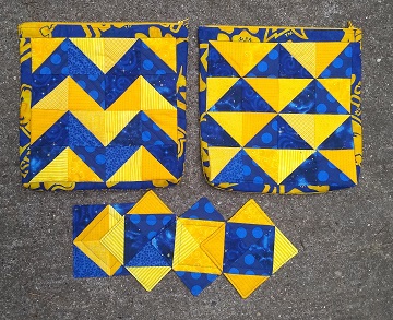 Blue and Gold Pouches and Coasters by Sharon @ Ms P Designs USA