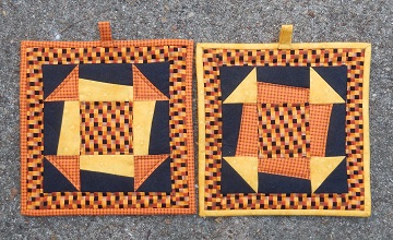 Wonky Churn Dash Hot Pads by Sharon @ Ms P Designs USA