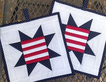 Patriotic Star Hot Pads by Ms P Designs USA