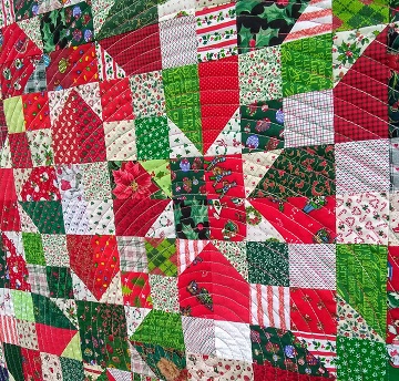 Scrappy Christmas Quilt #3 Close Up by Sharon @ Ms P Designs USA