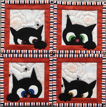 Halloween Cat Coaster Set by Ms P Designs USA