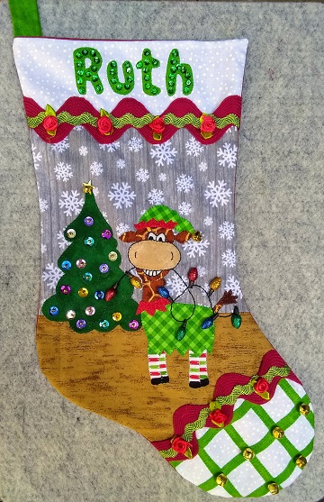 Giraffe Elf Stocking for Ruth by Sharon @ Ms P Designs USA