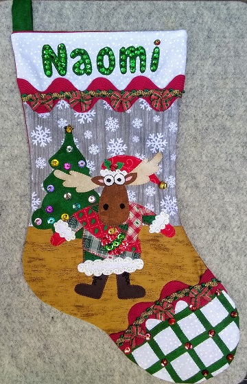 Ugly Sweater Moose Stocking for Naomi by Sharon @ Ms P Designs USA