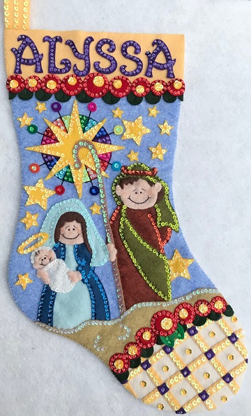O Holy NIght Stocking by Ms P Designs USA