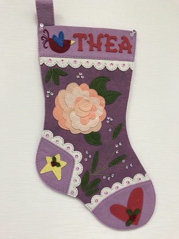Primitive Flowers Christmas Stocking 2 by Ms P Designs USA