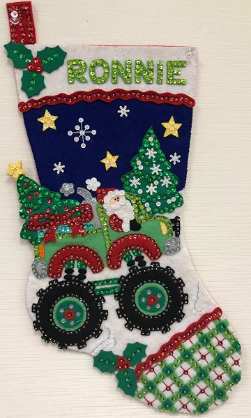 Santa's Monster Truck Christmas Stocking by Ms P Designs USA