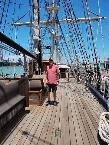 Mr FixIt on deck of Elissa by Sharon @ Ms P Designs USA