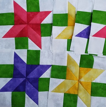 Pieced flowers by Ms P Designs USA