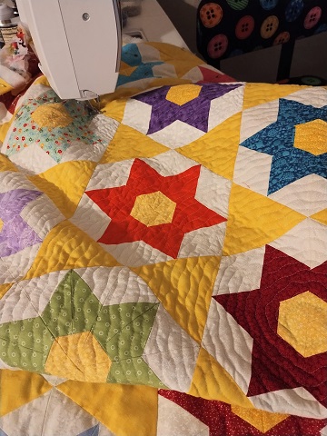 Diamond Star quilting in progress by Sharon @ Ms P Designs USA