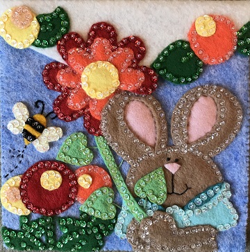Spring Bunny Gift Pocket or Purse by Ms P Designs USA