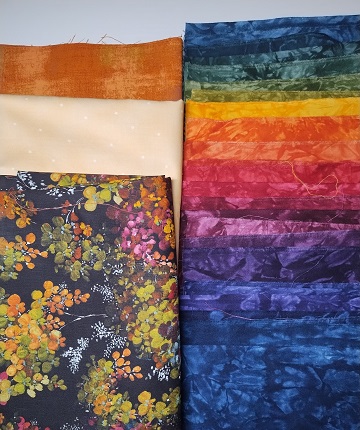 Autumn print and hand dyes by Sharon @ Ms P Designs USA